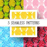 Set Pineapples seamless pattern. Tropical background. Vector illustration. Ready For Your Design, Greeting Card