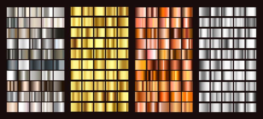 Big collection colorful gradients. Metallic gradients consisting backgrounds. Vector.