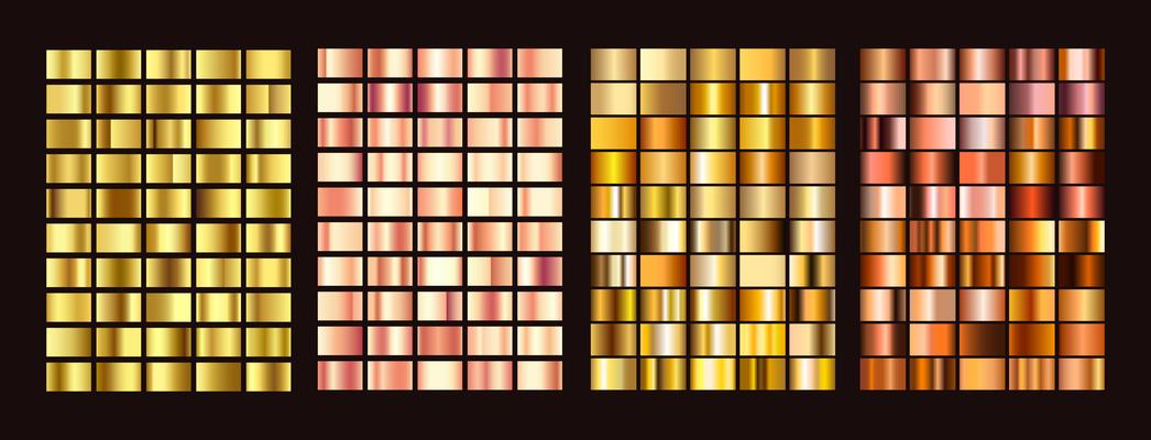 Big collection colorful gradients. Metallic gradients consisting backgrounds. Vector.