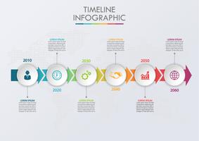 Visualización de datos empresariales. Iconos de infografía de línea de tiempo diseñados para la plantilla de fondo abstracto vector