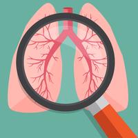 Magnifying glass on lungs.Vector illustration.