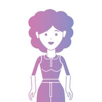 Línea mujer con peinado y diseño de ropa. vector