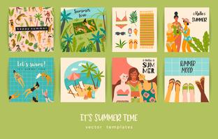 Vector templates with fun summer illustration.