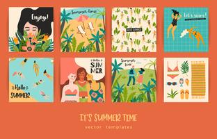 Vector templates with fun summer illustration.