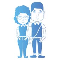 Línea de pareja junto con peinado y ropa. vector