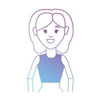 line woman with hairstyle and blouse design vector