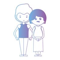 Línea linda pareja junto con diseño de peinado. vector