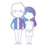 Línea linda pareja junto con diseño de peinado. vector