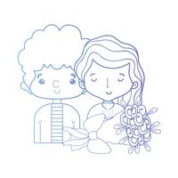 line beauty couple together with hairstyle design vector