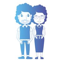 Línea de pareja junto con peinado y ropa. vector