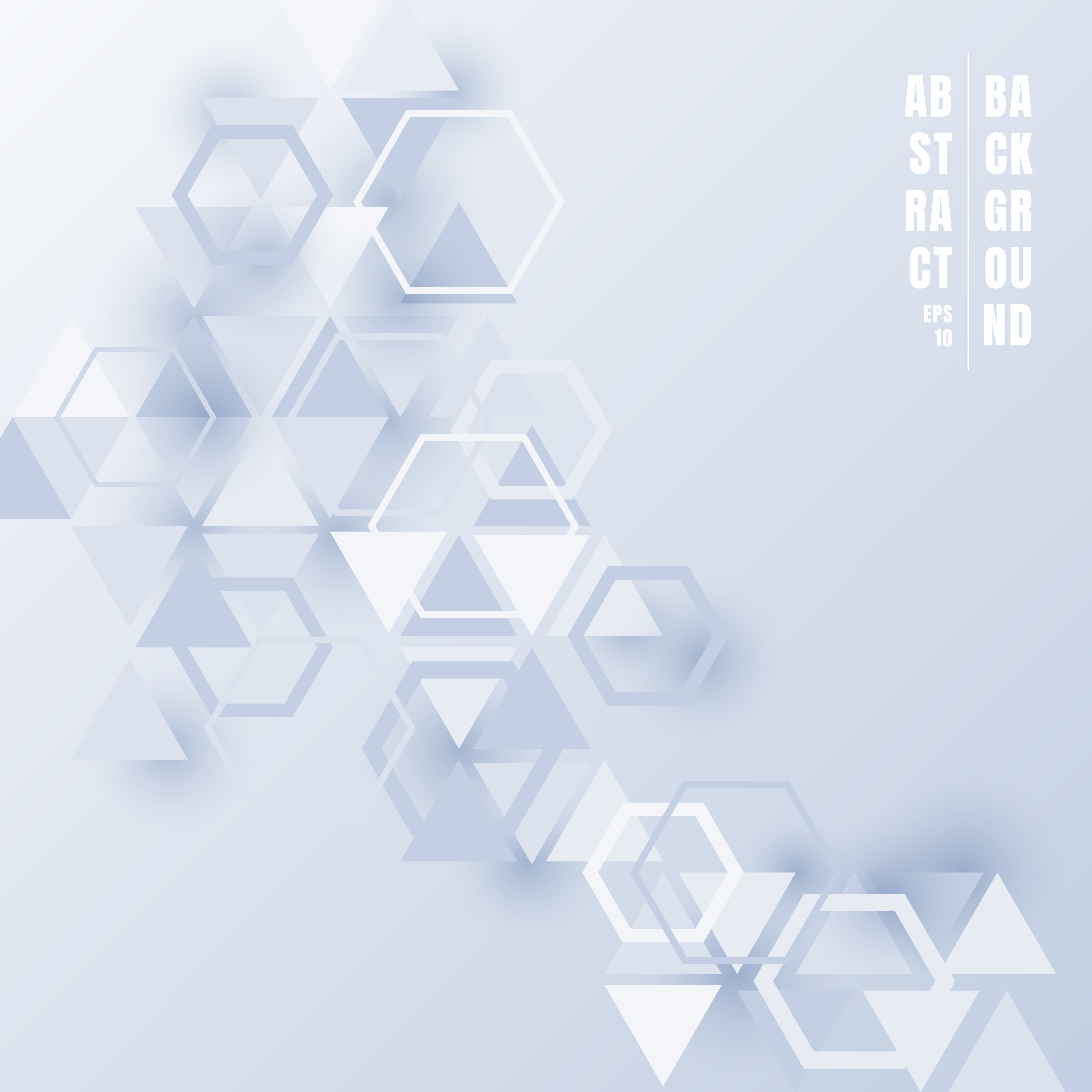 Abstract Triangles And Hexagons Light Blue Color With Shadow On