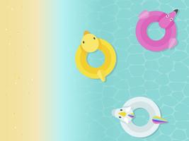 Summer Holiday, Top view of sea beach with cute swim rings vector