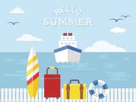 Summer vacation, Cruise ship travel vector illustration