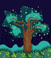 Beautiful forest at night vector