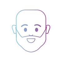 línea avatar hombre cabeza calva con barba vector