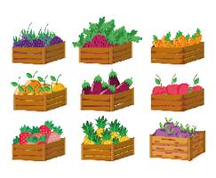 Set of pixelated harvest icons vector