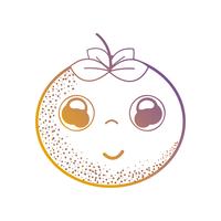 line kawaii cute happy orange fruit vector