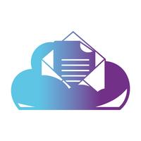 line cloud data and card with document information vector