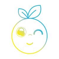 line kawaii cute happy orange fruit vector