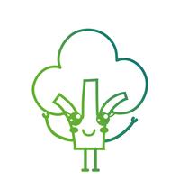 line kawaii cute happy broccoli vegetable vector