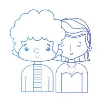 line beauty couple together with hairstyle design vector