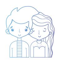 line beauty couple together with hairstyle design vector