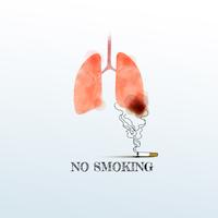 Watercolor of lungs with smoking, No smoking. Lung cancer ,vector illustration.