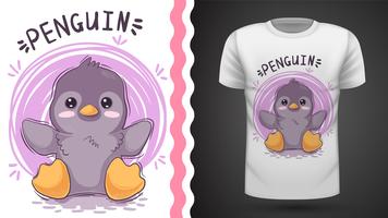 Cute penguin- idea for print t-shirt. vector