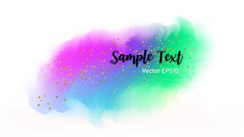 The color splashing in the paper. Watercolor brush strokes with gold glitter isolated on white. Creative illustration. Artistic color palette. Fashion background.  vector