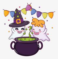 Cute ghosts halloween cartoons vector