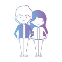 Línea linda pareja junto con diseño de peinado. vector