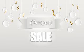 Merry Christmas and Happy New Year. Christmas sale. Holiday background. paper craft style vector