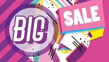 Big sale shopping poster memphis style vector