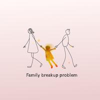 Family breakup problem concept. Divorce, parents and child separation.  vector