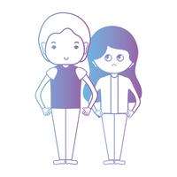 Línea linda pareja junto con diseño de peinado. vector