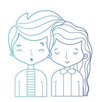 line beauty couple together with hairstyle design vector