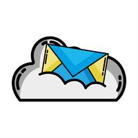 cloud data with e-mail card message vector