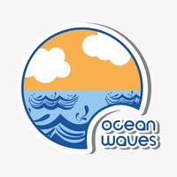 ocean waves with lanscape clouds design vector