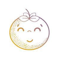 line kawaii cute happy orange fruit vector