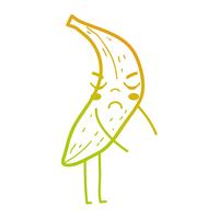 line kawaii cute angry banana fruit vector