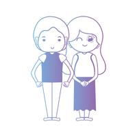 line nice couple together with hairstyle design vector