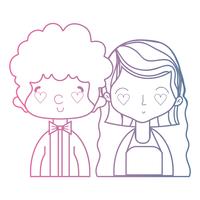 line beauty couple married with hairstyle design vector