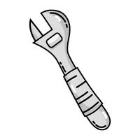 grayscale monkey wrench equipment service repair vector