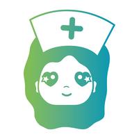 line woman nurse head with hairstyle design vector