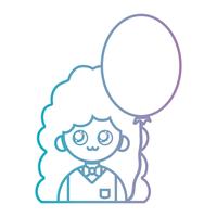 line girl with hairstyle and balloon design vector