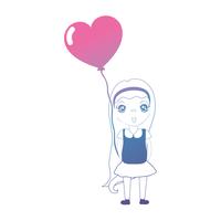 line girl with hairstyle and balloons in the hand vector