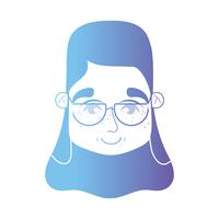 line woman head with hairstyle and glasses vector