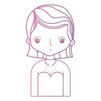 line beauty woman with hairstyle desiand and blouse vector
