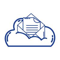 silhouette cloud data and card with document information vector