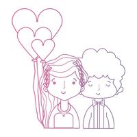 line beauty couple married with hairstyle design vector